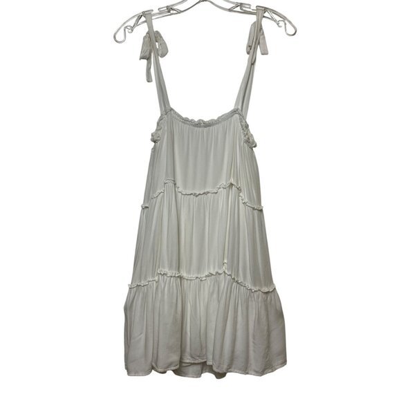 L.A. Hearts White Tiered Mini Dress Tie Straps & Ruffles Size Small Boho Hippie - Picture 1 of 5